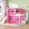 Okak Full Solid Wood Bunk Bed with Tower, Tent, Ladder and Slide, Castle Loft Bed for Toddler Kids Teens Easy Assemble No Box Soring Needed, Pink - 2 of 4