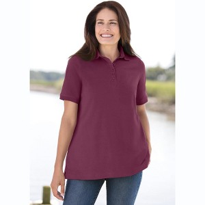 Woman Within Perfect Short-Sleeve Polo Shirt - 1 of 4
