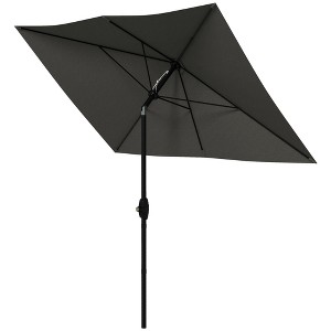 6.5' x 10' Rectangular Outdoor Patio Table Market Umbrella with Crank and Push Button Tilt - 1 of 4