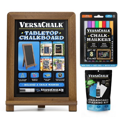 VersaChalk DIY Home Chalkboard Setup Bundle with 8 Chalk Markers and Cleaning Kit and Tabletop Chalkboard