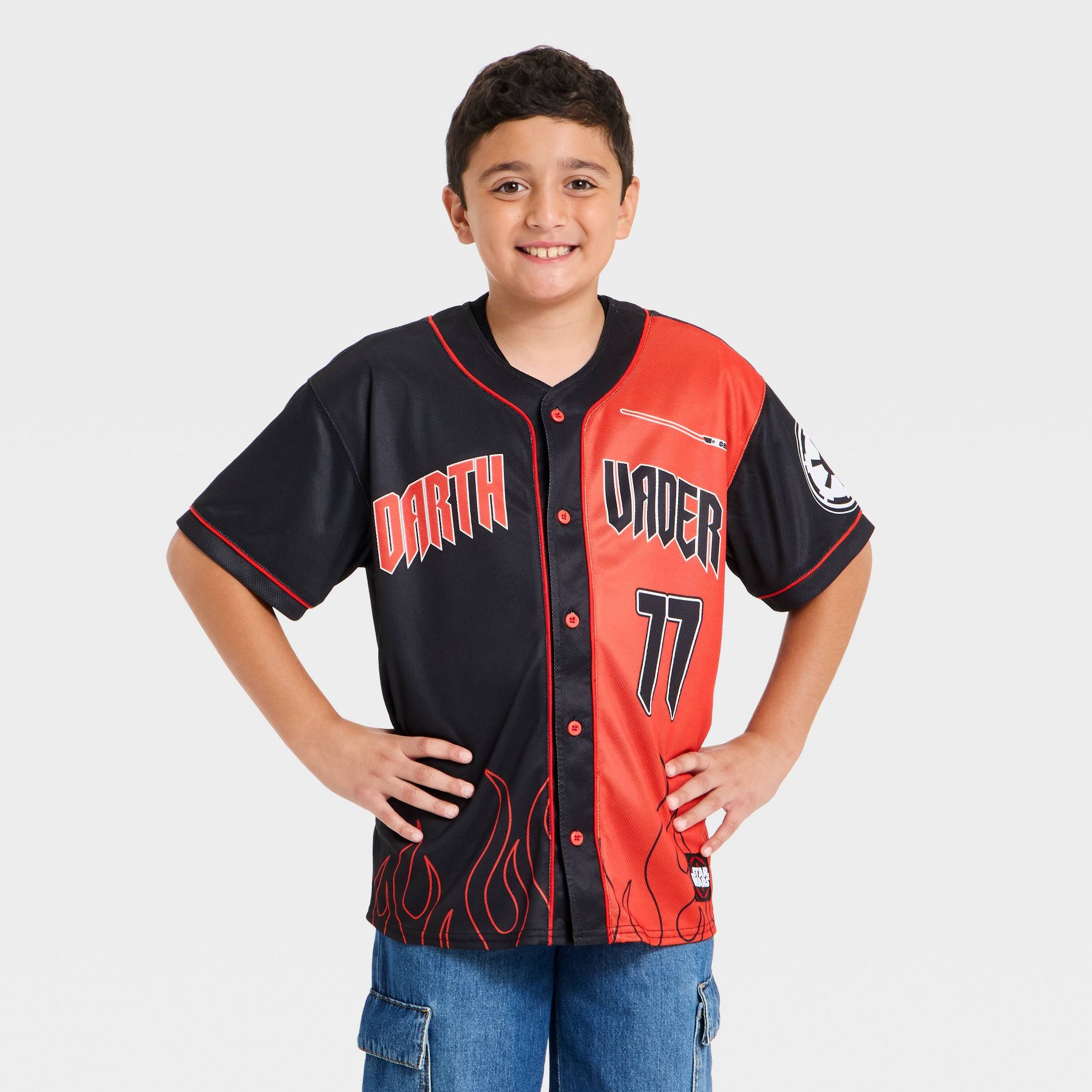 Boys' Star Wars Darth Vader Baseball Jersey - Black/Orange