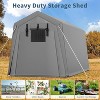 Portable Carport Storage Shed with Roll-up Zipper Door, Heavy Duty Waterproof Tarp, Storage for Motorcycle, Bike, Garden Tools, Gray - 4 of 4