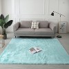 LunaLulinlk Teal Polyester "Cozy Collection" Ultra Soft Fluffy Faux Fur Sheepskin Area Rug - 3 of 4