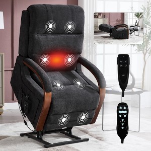 Dual Motor Infinite Position Lift Recliner Chair with Solid Wood Armrests, Heat Massage, and Heavy-Duty Motion Mechanism - 1 of 4