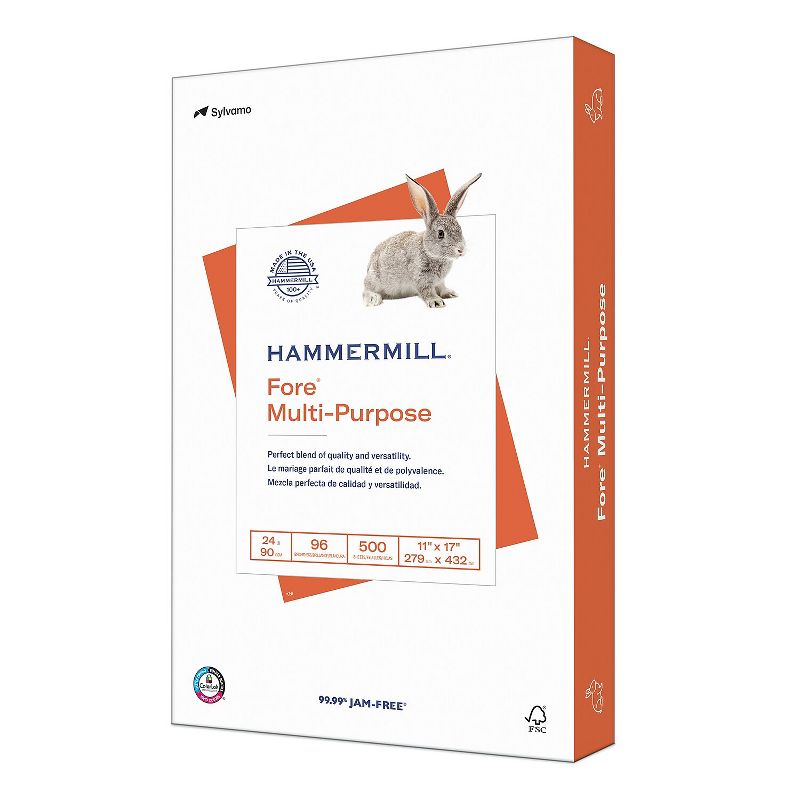 Hammermill Fore 11" x 17" Multipurpose Paper 24 lbs 96 Brightness 2638665, 1 of 8