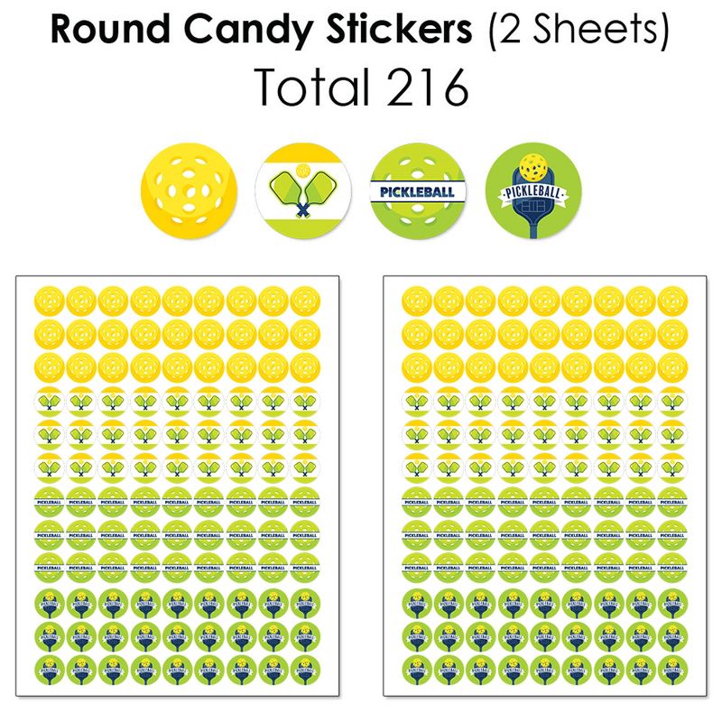 Big Dot of Happiness Let’s Rally - Pickleball - Birthday or Retirement Party Candy Favor Sticker Kit - 304 Pc, 5 of 9
