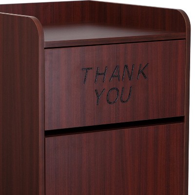 Mahogany Laminate Wood Commercial Grade Tray Top Trash Receptacle