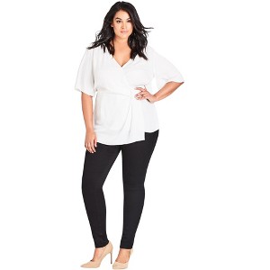 Women's Plus Size Asha Fit Regular High Rise Skinny Jean - black | CITY CHIC - 1 of 4