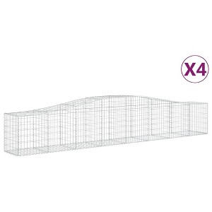 vidaXL Arched Gabion Baskets Set - Set of 4, 157.5"x19.7"x23.6"/31.5", Galvanized Iron, Corrosion-Resistant, Versatile Outdoor Garden Barriers - 1 of 4