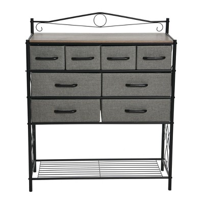 Ashwood Black Metal Frame 8-Drawer Wide Dresser