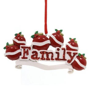 Polarx 2.5 Inch Red Family Glittered Holiday Tree Ornaments - 1 of 2
