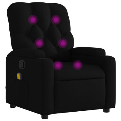 vidaXL Black Fabric Massage Recliner Chair-Elderly-Friendly Lounge with Manual Recline, Cup Holders, Vibrating Massage Without Heat, for Living Room