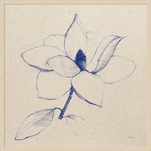 33"x33" Modern Vintage Floral II Indigo by Avery Tillmon Wood Framed Wall Art Print Brown - Amanti Art - 1 of 4