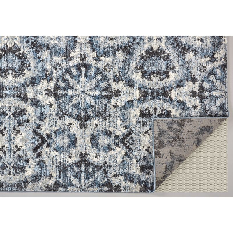 Ainsley Traditional Ikat Blue/Black/Ivory Area Rug, 4 of 8