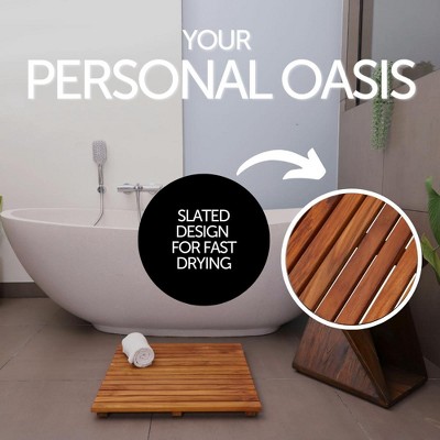 Nordic Teak 19.6" Square Oiled Shower Mat