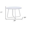 HomeRoots 28" White Wood And Metal Round Cross Legs Coffee Table - 3 of 4