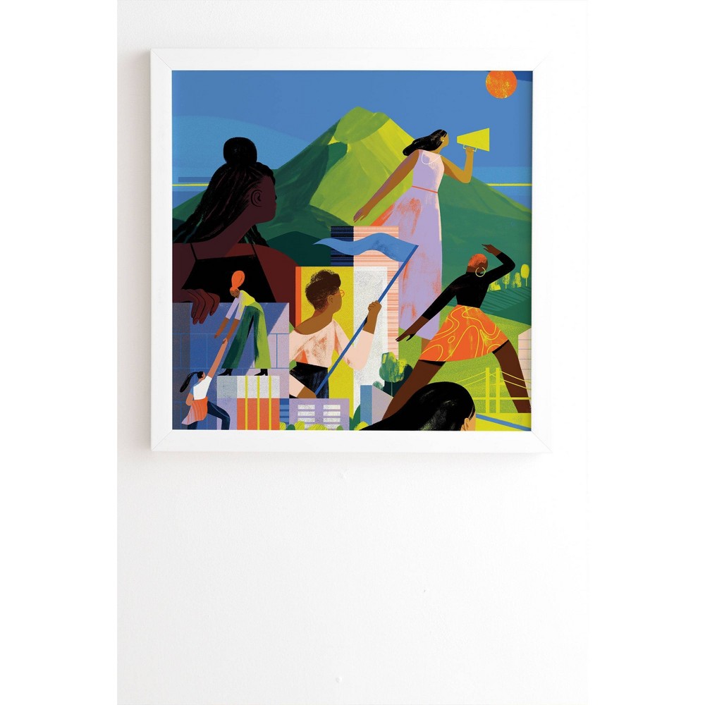 Photos - Other Decoration Deny Designs 30" x 30" Sara Wong Women Empowering Women Framed Wall Art White/Blue