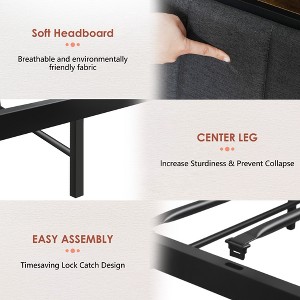 CSBDHome Twin Size Metal Platform Bed Frame with Storage Drawers, RGB LED Headboard, Charging Ports & Shelf - Industrial Wood and Upholstered Design - 1 of 4