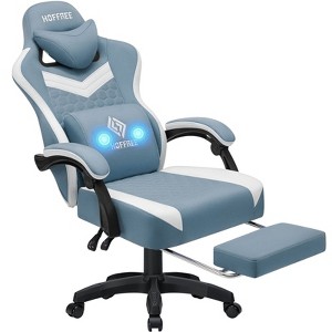Hoffree Breathable Fabric Massage Gaming Chair Ergonomic Office PC Chair with Footrest & Adjustable - 1 of 4