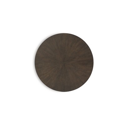Contemporary Gold and Espresso Round Wood & Metal Accent Table
