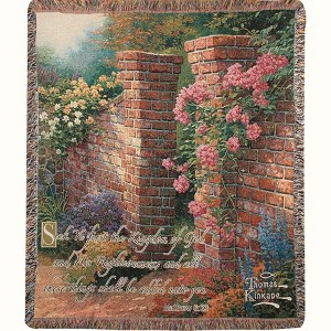 Manual Woodworks and Weavers Thomas Kinkade Inspirational Throw Blanket, Rose Garden Design 50"x60" - 1 of 3