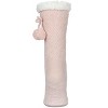 Memoi Women's Pair of Poms Plush-Lined Slipper Socks Pink 9-11 - 3 of 4