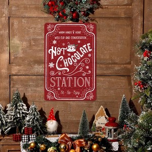 Vintage Christmas Wall Decor Sign - Christmas 8x12 Inch Metal Tin Sign Red Hot Cocoa - 1 of 2