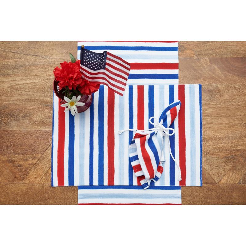 C&F Home Watercolor Patriotic Stripe 4th of July Cotton Napkin Set of 6, 2 of 7