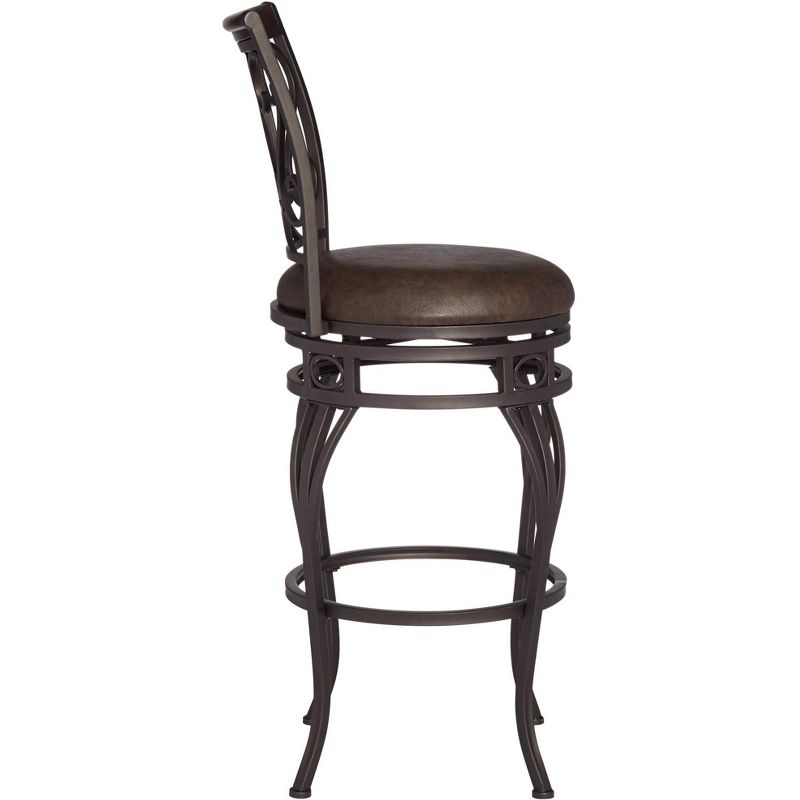 Kensington Hill Trevi Bronze Swivel Bar Stool Brown 26 1/2" High Traditional Faux Leather Cushion with Backrest Footrest for Kitchen Counter Height, 5 of 10