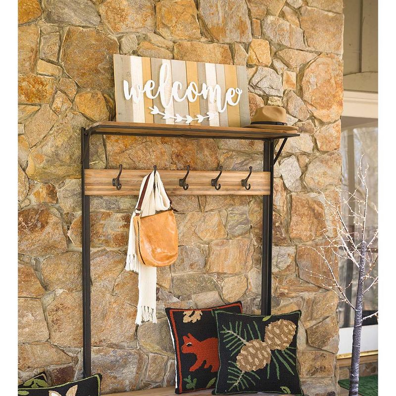 Plow & Hearth - Deep Creek Rustic Coat Rack with Storage & Shelves - Made from Reclaimed Wood, 3 of 7