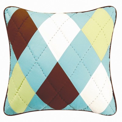 C&F Home 18" x 18" Argyle Aqua Quilted Pillow