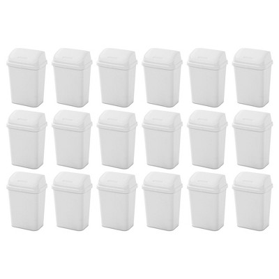 Sterilite 13 Gal Swing Top Lidded Wastebasket Kitchen Trash Can, White (12 Pack)