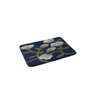 Megan Galante Perennial Memory Foam Bath Rug Blue - Deny Designs: Floral Pattern, Microfiber, Machine Washable - 1 of 3