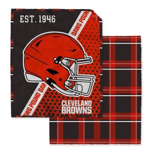 NFL Cleveland Browns Gradient Helmet Double Sided Ultra Cozy Blanket - 1 of 2