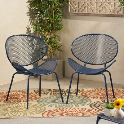 Coolbibila-Modern Patio Dining Chairs, Patio Chair Metal With Back, Outdoor Accent Chair, Patio Chair Set Of 2