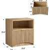 Fluted Nightstand, Natural Oak Bedside Table with Drawer and Open Storage, 22.8in Wide Modern Night Stand for Bedroom - 2 of 4