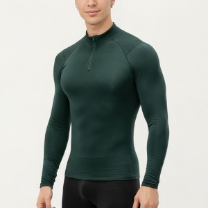 Anna-Kaci Active Men's Long Sleeve Quarter Zip Compression Athletic Top with Stretch Fabric and Mock Neck - 1 of 4