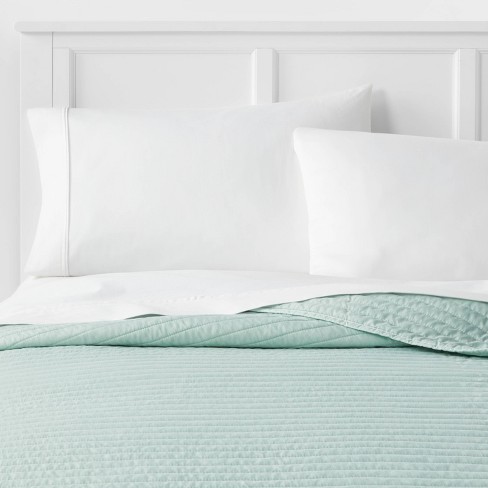 Full/queen Washed Cotton Sateen Quilt Sage - Threshold™ : Target