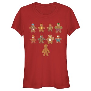 Juniors Womens Marvel Christmas Gingerbread Cookie Avengers T-Shirt - 1 of 3
