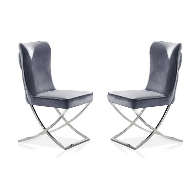 2pk Chardin Glam Upholstered Side Chairs Gray - HOMES: Inside + Out