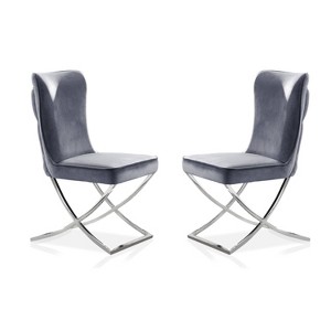2pk Chardin Glam Upholstered Side Chairs Gray - HOMES: Inside + Out - 1 of 4