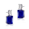 Elegant White Gold Plated Rectangle Stud Earrings Adorned with Vibrant Colored Cubic Zirconia for a Bold and Refined Look - 3 of 3