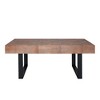 Vynxaria Rustic Industrial Coffee Table ¨C Handcrafted Parquet Wood Surface with Sturdy Metal Frame for Living Room - 3 of 4