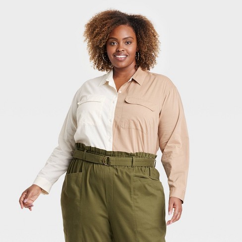 Women's Long Sleeve Utility Button-down Shirt - Ava & Viv™ : Target