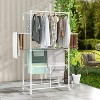Tangkula Foldable Clothes Drying Rack Collapsible Laundry Rack Stand w/ Hanging Rods Folding Side Shelves Removable Middle Shelf w/ 4 Universal Wheels - 2 of 4