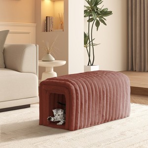 Aukfa 33.1'' Plush Storage Ottoman, Multifunctional Bench, Cat Condo, Footrest, And End-Of-Bed Seating For Living Room, Entryway, Bedroom - 1 of 4