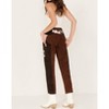 Women's High Rise Suede Patchwork Straight Cropped Jeans - Rock & Roll Denim - 2 of 4