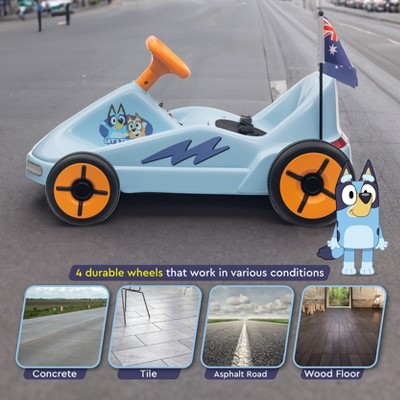 Blue and Orange 12V Electric Kids Go-Kart with Lights