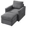 Corduroy Chaise Lounge Sofa Couch Chair Upholstered Accent Chair with Ottoman, Yellow/Gray/Black/Beige/Green-ModernLuxe - 4 of 4