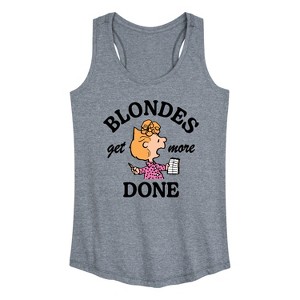 Women's - Peanuts - Blondes Get More Done Graphic Racerback Tank - 1 of 4